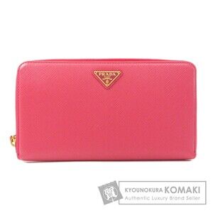 Prada logo plate long Wallet leather